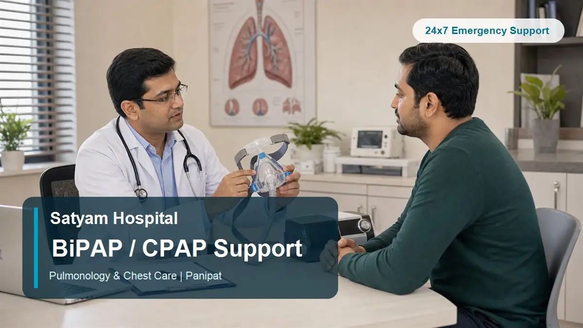 BiPAP and CPAP support at Satyam Hospital